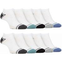 FARAH Men's 10 Pack Breathable Bamboo Plain Trainer Socks in White | Size: 6-11