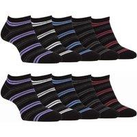 FARAH Men's 10 Pack Breathable Bamboo Plain Trainer Socks in Black | Size: 6-11