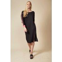 HOXTON GAL Women's Relaxed Fit Dress with Pink Line in Black | Size: Medium/Large
