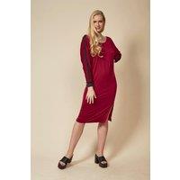 HOXTON GAL Women's Relaxed Fit Long Sleeves Midi Dress in Red | Size: Medium/Large