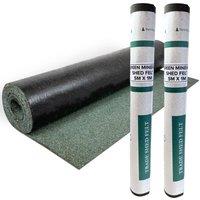 Novecrafto Heavy-Duty Mineral Shed Roofing Felt - Standard Grade Roof Felt (5m x 1m) (2 Rolls) in Green
