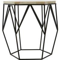 Orsina Geometric Hexagonal Side Table, Unique Decorative Table, Monochromatic Wireframed Bedside Table, Small Table in Black