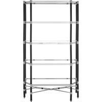 Orsina Luxurious Design 5 Shelf Unit In Silver Metal & Black Frame, Functional Unit, Versatile Modern Shelf Unit
