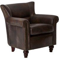 Orsina Cozy Dark Grey Scroll Armchair, Heritage Design Chair With Copper Studded Detail, Walnut Wooden Lounge Seat in Brown