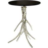 Orsina Antler Base Round Table, Monochrome Side Table with Black Marble Top, Decorative Round End Table