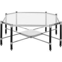 Orsina Striking Design Silver Metal & Side Table With Black Legs, Durable Modern Side Table For Livingroom