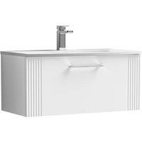 Balterley Wall Hung 1 Drawer Vanity Unit - Curved Basin 800mm, Satin White