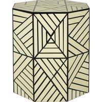 Orsina Modern Ivory & Black Stool, Monochromatic Bar Stool, Unique Octagonal Decorative Seat, Sturdy Wooden Seat in White