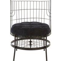 Orsina Distinctive Cage Style Black Finish Chair, Fabric Upholstered Arm Chair For Bedroom, Stylish Armchair