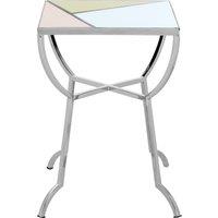 Orsina Square Side Table, Decorative Table With Gold, Pink & Mirror Segments, Silver Bedside Table, Settee Side Table