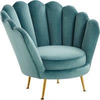 Orsina Glamorous Design Pink Scalloped Chair, Sturdy Occassional Arm Chair, Stylish Armchair For Livingroom in Blue