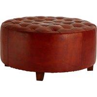 Orsina Elegant Design Round Buttoned Stool, Leather Upholstered Modern Bar Stool, Button Tufted Luxury Bar Stool in Brown
