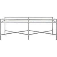 Orsina Cross Design Mirrored Top Coffee Table, Metallic Rectangular Center Table, Modern Decorative Accent Table in Silver
