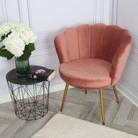 Home Garden Direct Flora - Velvet Accent Chair with Scalloped-back Design - Dark Pink