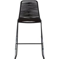 Orsina Black Rope Bar Chair, Backrest Outdoor Iron Bar Stool, Footrest black Rope Iron Chair, Rust-free Rope Chair