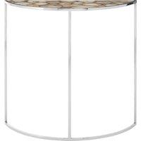 Orsina Modern Half Moon Console Table With White Agate Top, Luxe Design Table For Hallway, Distinctive Table