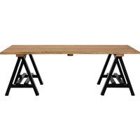 Orsina Pine Wood & Iron Coffee Table, Modern Rustic Centerpiece, Black Finish A-Frame Accent Table For Outdoor Patio in Natural