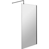 Balterley 8mm Wetroom Screen & Support Bar: 900mm x 1850mm, Black