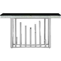 Orsina Modern Silver Console Table, Luxe Design Table For Hallway, Functional Distinctive Sofa Table For Bedroom