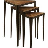 Orsina Set Of 3 Triangular Tables, Luxe Bedside Tables, Wooden Triangular Accent Tables For Outdoor Patio, Side Tables in Dark Brown