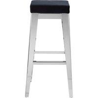 Orsina Silver Bar Stool For Patio-Black Velvet Counter Seat For Kitchen-Stainless Steel Bar Seat-Breakfast Stool