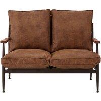 Orsina Compact 2 Seater Sofa With Durable Metal Frame, Rustic Black Finish Two-Seater Couch, Settee Seat For Patio in Brown