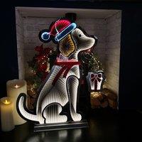 Samuel Alexander 78cm LED Infinity Standing Dog Christmas Decoration with Metal Base in Warm White