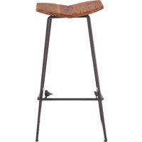Orsina Industrial Bar Stool With Decorative Bird Accents, Metal Stool With Elm Wood Seat, Ideal For Everyday Use in Natural