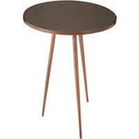 Orsina Textured Copper Finish Side Table-Metallic Tempered Glass Bedside Table-Handcrafted Small Table By Couch in Gold