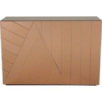 Orsina Copper-gold Finished Console, Mirrored Cabinet With Symmetrical Glass Motifs, Metallic Chest, Hallway Console in Brown