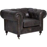 Orsina Dark Grey Chair, Leather Upholstered Ocassional Chair, Plush Patio Chair, Armchair With Button Tufted Backrest
