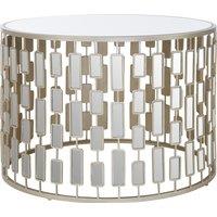 Orsina Glass Topped Coffee Table, Champagne Silver Finish Large Round Table, Modern Decorative Table, Accent Table