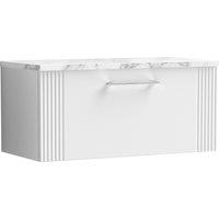 Balterley 1 Drawer Wall Hung Vanity Unit Marble Laminate Worktop, White 800mm