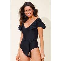 Beachcomber Women's Fluted Sleeve Swimsuit in Black | Size: 12