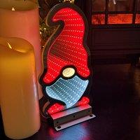 Samuel Alexander 30cm LED Infinity Christmas Gonk Decoration with Red Hat & Metal Base