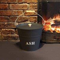 Marco Paul Ash Fireside Kindling Bucket with Lid in Black