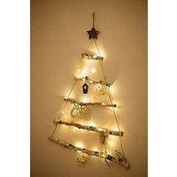 Marco Paul Christmas Wooden Ladder Tree - Hanging LED Lights in White