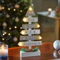 Marco Paul Wooden Christmas Tree with 6 LED Lights - Christmas Tree Decorations in White