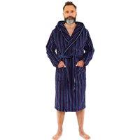 Just Essentials Printed Fleece Dressing Gown in Navy | Size: XL