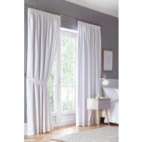 Fusion 'Dijon' Thermal & Blackout Fully Lined Pencil Pleat Curtains in White | Size: 117 cm width x 183 cm drop