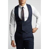Alex Men's Textured Check Waistcoat in Navy | Size: 40R