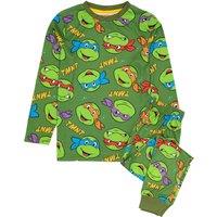 Teenage Mutant Ninja Turtles Boy's Short Sleeve Long Leg Pyjama Set | Green | Official Merch | Size: 4-5 Years