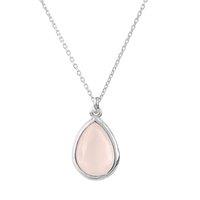 Latelita Women's Pisa Mini Teardrop Necklace Silver Rose Quartz in Pink