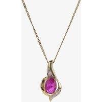 T.H.Baker Women's 9ct Yellow Gold Ruby & Diamond Swirl Pendant P1860/7-10 RUBY | Size: 16-18inch