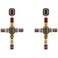 Latelita Women's Maria Extra Large Gemstone Fashion Earrings Gold (Cross)