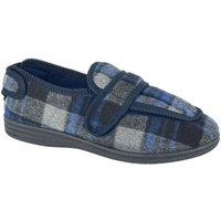 Zedzzz Men's Peter Checked Slippers in Navy | Size: 7