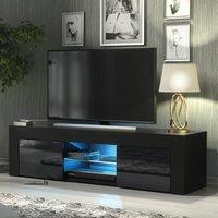 Creative Furniture Loom TV Unit 130cm - A Minimalist & Sophisticated Cabinet with Gloss Doors & LED Lights in Black