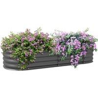 OUTSUNNY Galvanised Raised Garden Bed Planter Box with Safety Edging in Dark Grey