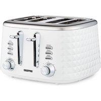 Geepas 4 Slice Toaster 1750W with 7 Browning Levels, Defrost, Reheat & Cancel Argyle in White