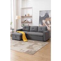 More4Homes Newport Fabric Corner 3 Seater Sofa Bed w Storage Left or Right Side in Grey